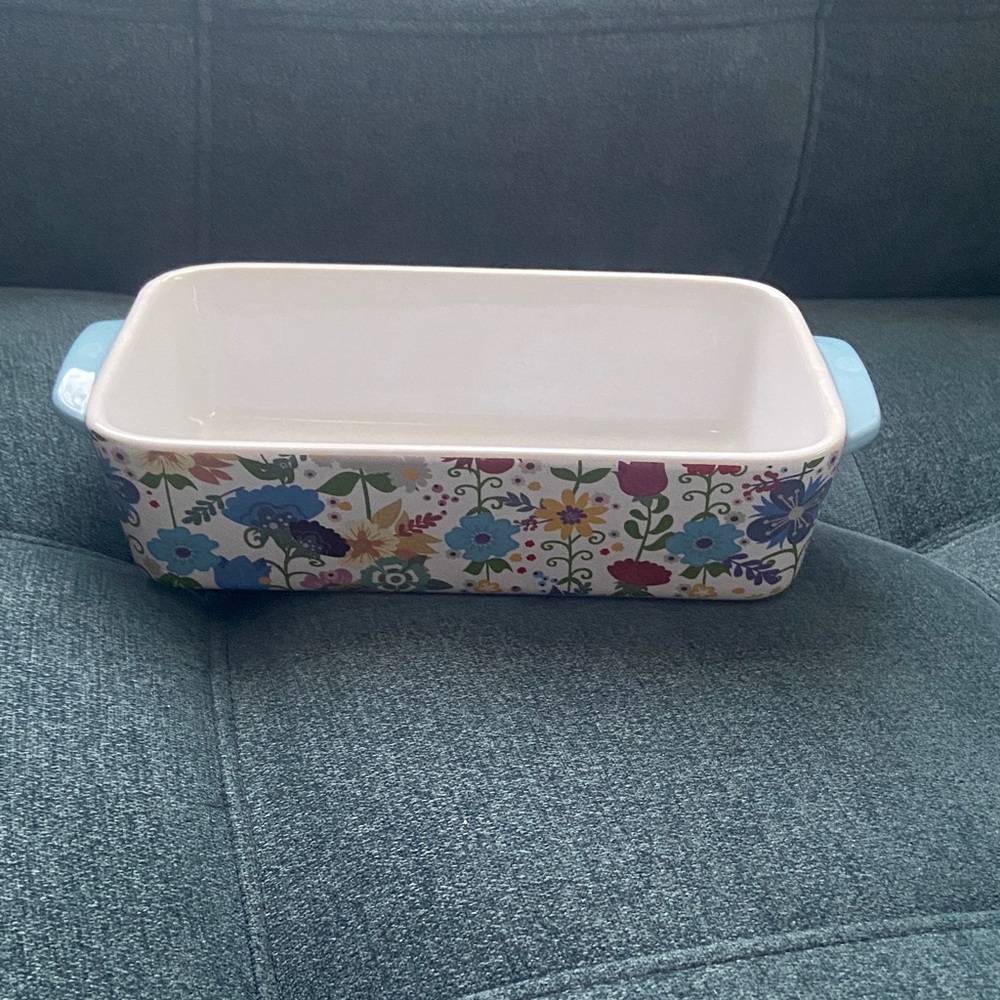 Orly Maison Floral Rectangular Baking Dish with Blue Handles